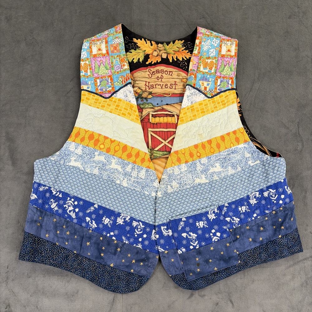 Handmade Fall/Thanksgiving & Christmas Reversible Vest No Size Bnfts Charity - Picture 2 of 10